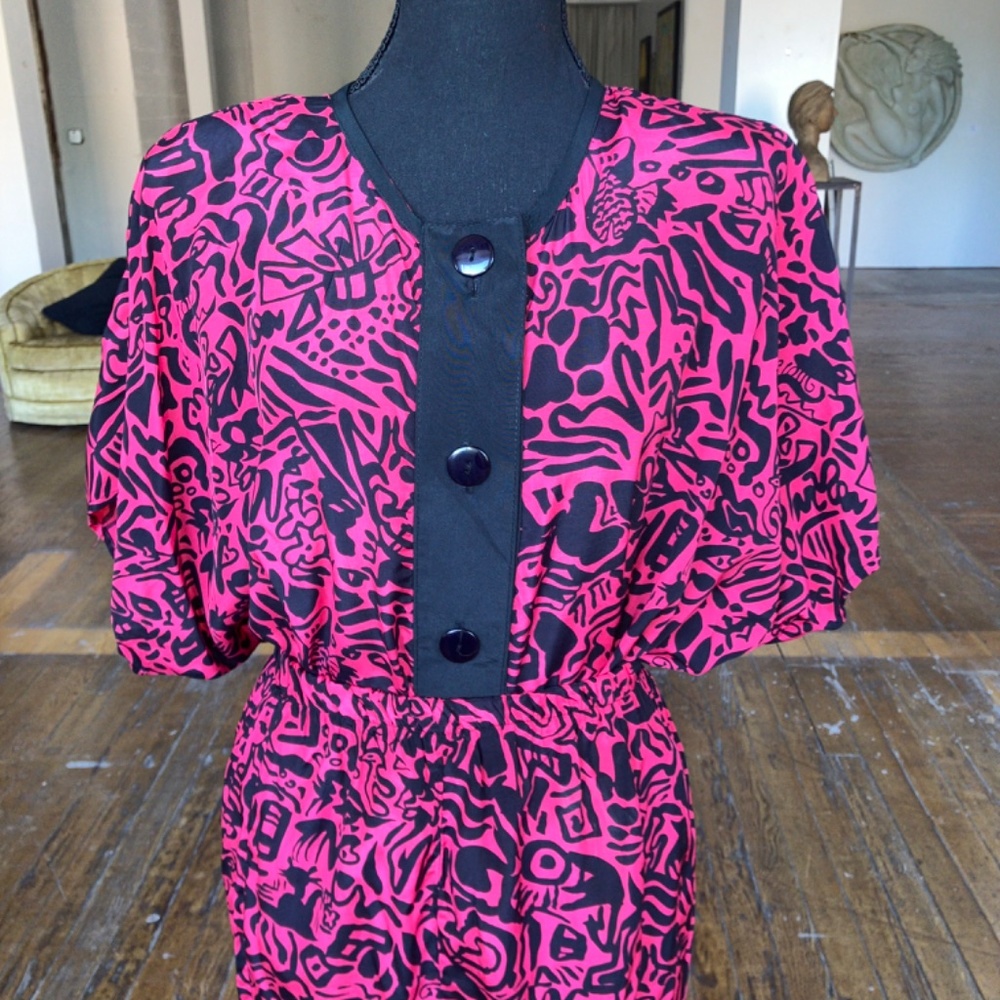 Pink and black 80s skirt set - Picture 5 of 15